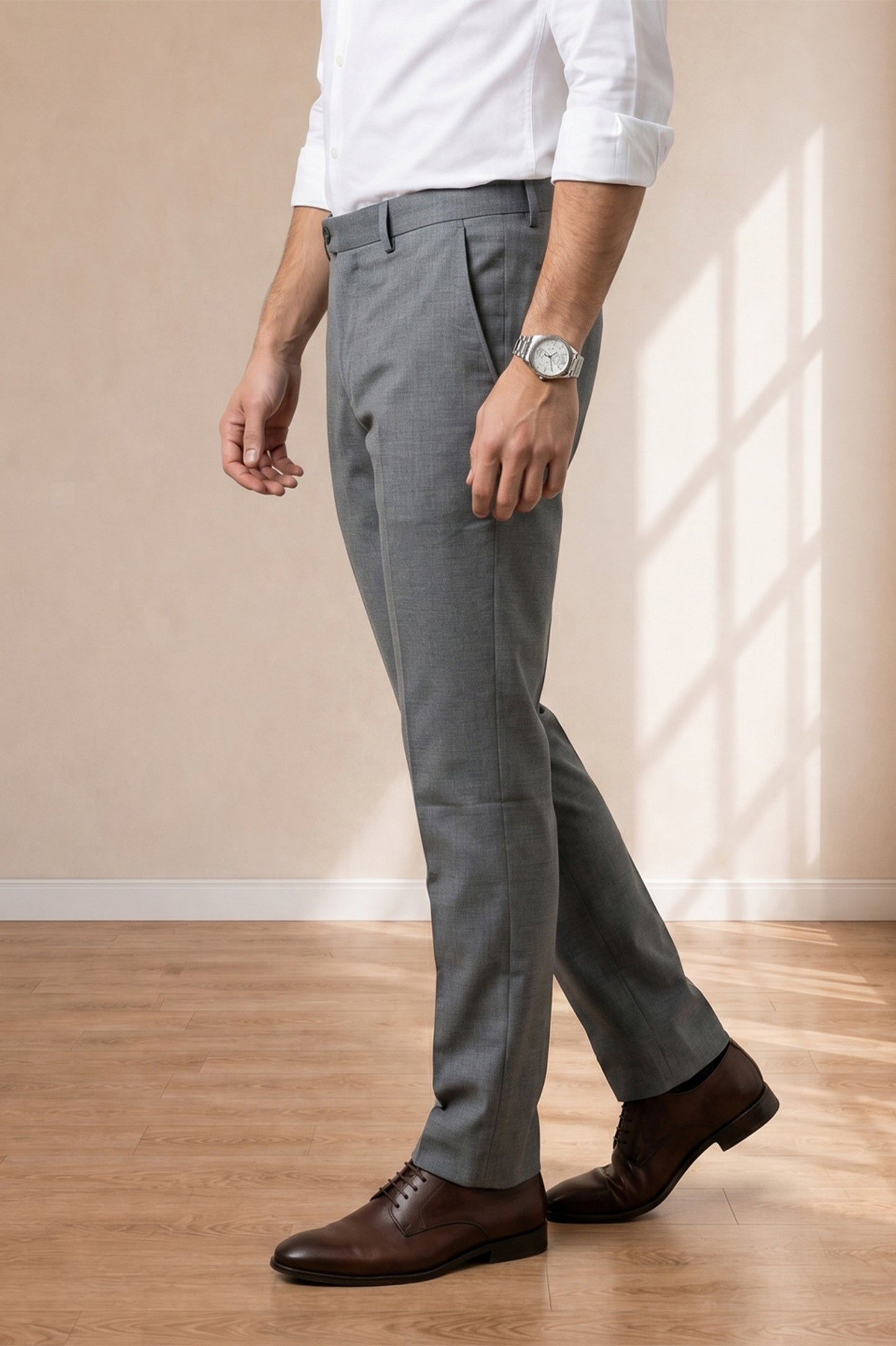 Dark Grey Formal Pants for Men – Premium Wool-Blend Fit