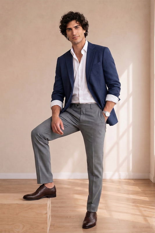Dark Grey Formal Pants for Men – Premium Wool-Blend Fit