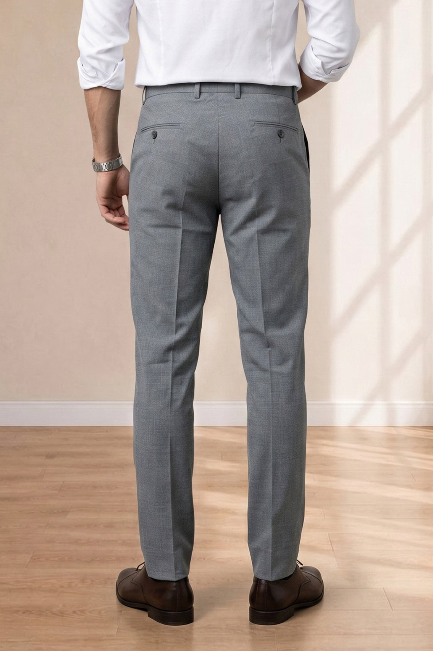 Dark Grey Formal Pants for Men – Premium Wool-Blend Fit