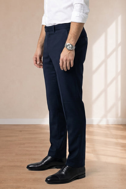 Blue Formal Pants for Men – Tailored Stretch, Office Ready