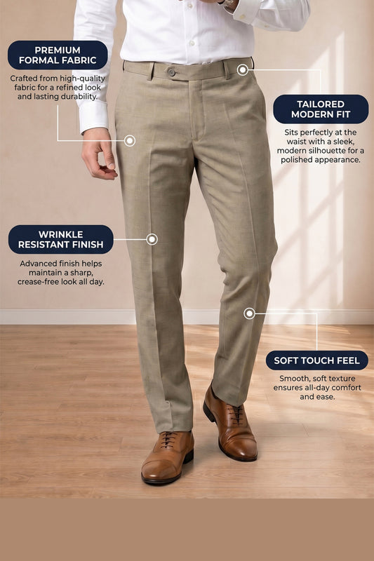 Light Brown Formal Pants for Men
