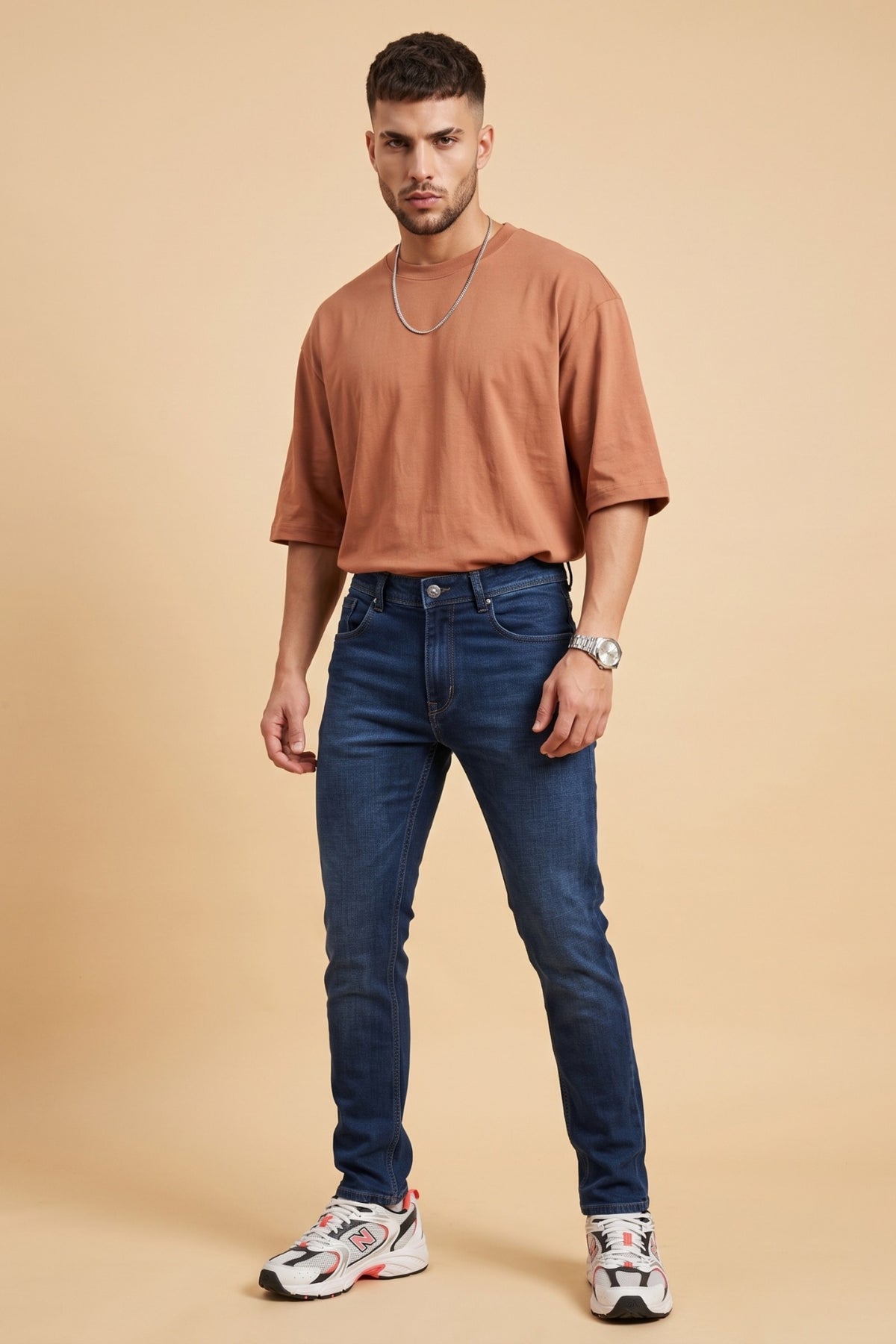 Men's deep blue washed slim fit jeans by Pointer Jeans, alternate view 2