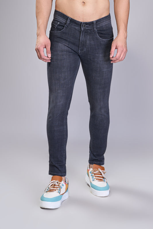 Men's Dark Grey Slim Fit Ankle Jeans