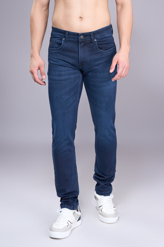 Men's Solid Blue Classic Regular Fit Jeans