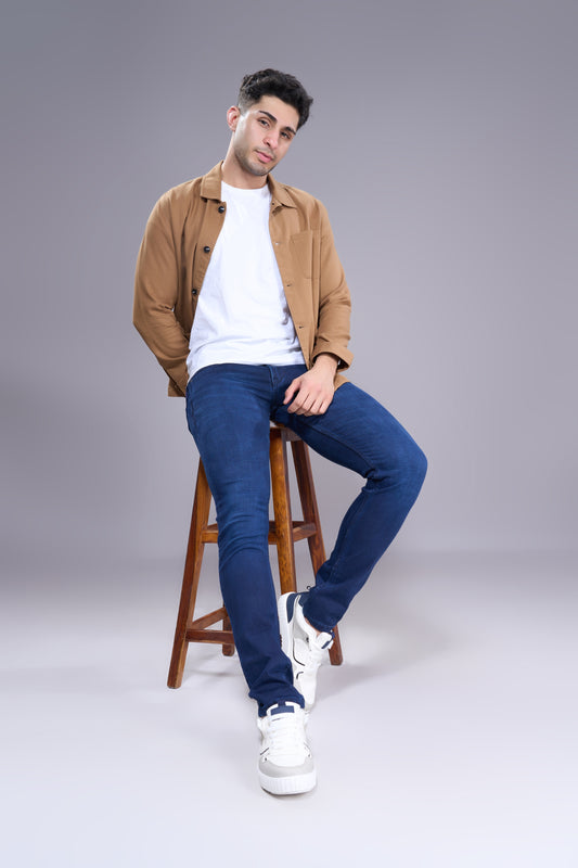 Men's Medium Solid Blue Classic Regular Fit Jeans