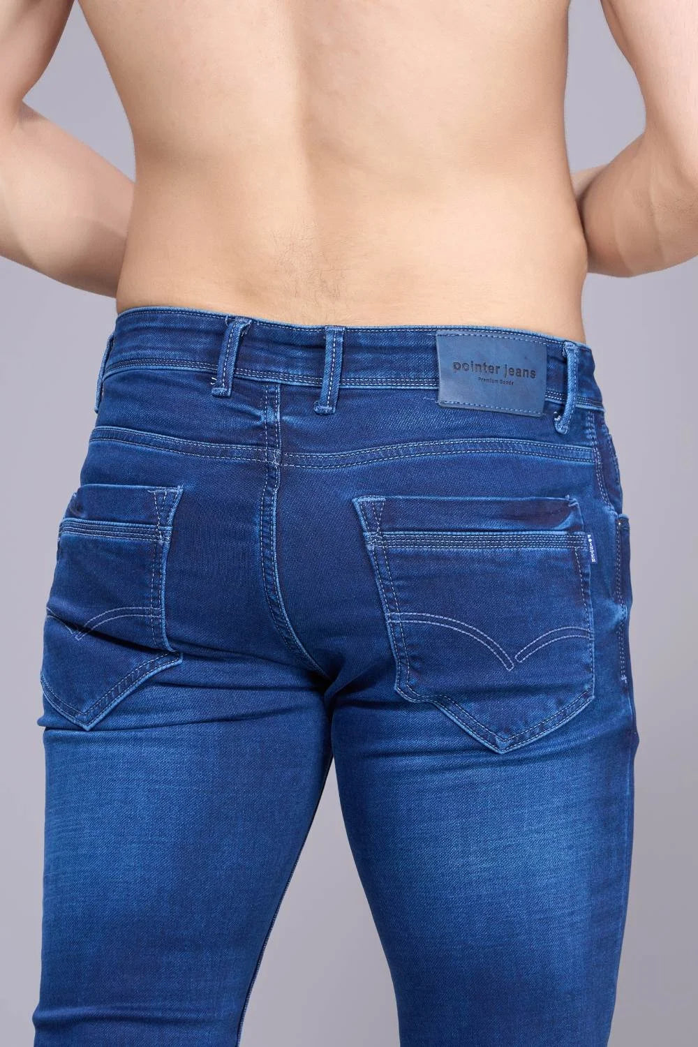 Back profile view of men’s classic regular fit denim jeans – Pointer Jeans
