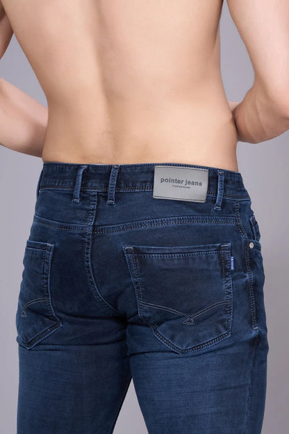 Back view of men’s mid-rise regular fit denim jeans
