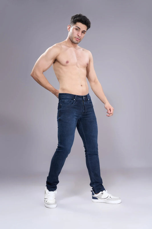 Men’s regular fit jeans front view in classic denim for everyday comfort
