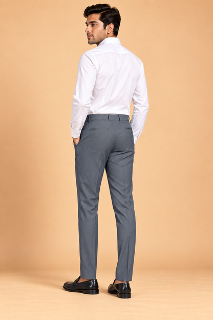 Steel grey slim fit formal pants for men 4435-C – rear view