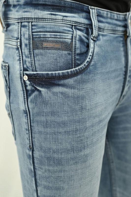 Men's Stone Wash Blue Slim Fit Jeans