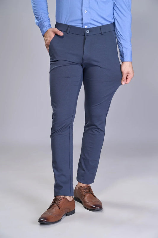 Wrinkle-resistant mobility trousers in a modern neutral grey tone
